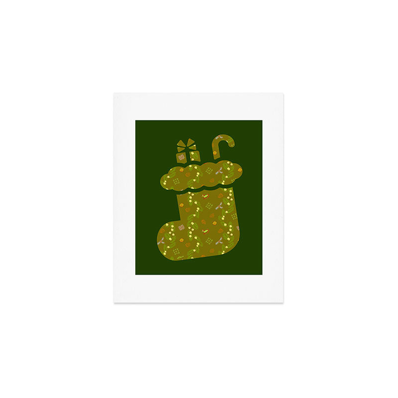 Whimsical Tiny Toys & Pine Branches in Green Art Print Gallery Image 1