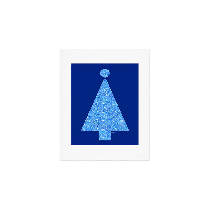 Winter Berries & Pine Branches in Blue Art Print Gallery Image 1