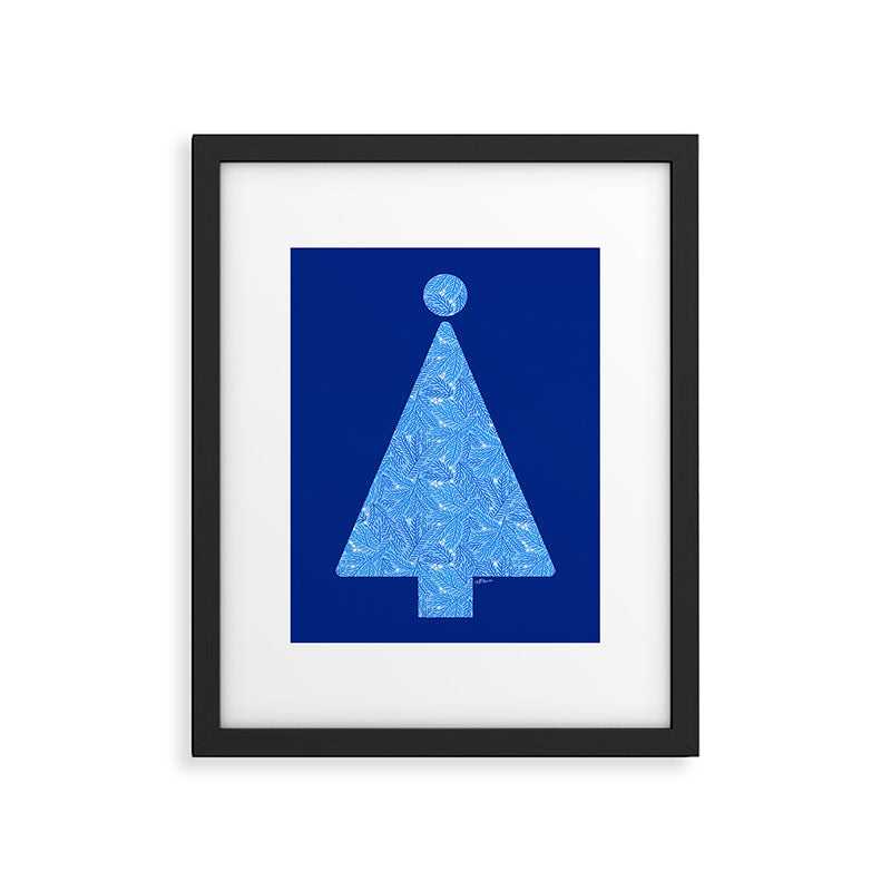 Winter Berries & Pine Branches in Blue Framed Art Print Gallery Image 5
