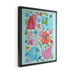 Winter Forest Woodland Animals in Arctic Blue Framed Canvas Print Gallery Image 2