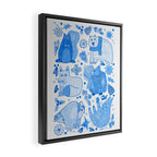 Winter Forest Woodland Animals in Blue Framed Canvas Print Gallery Image 2