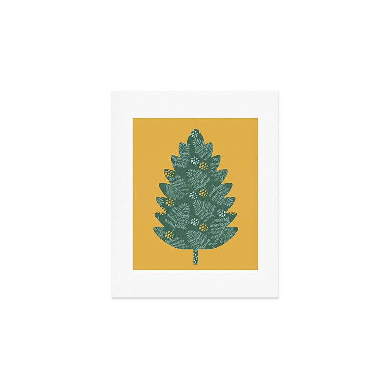 Winter & Woodsy Pine Trees in Forest Green Art Print Gallery Image 1