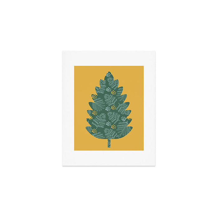 Winter & Woodsy Pine Trees in Forest Green Art Print Gallery Image 1