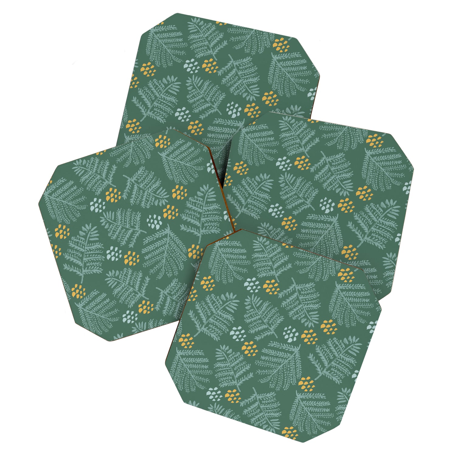 Winter & Woodsy Pine Trees in Forest Green Coaster Gallery Image 1