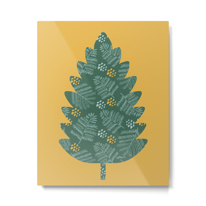 Winter & Woodsy Pine Trees in Forest Green Metal Print Gallery Image 1