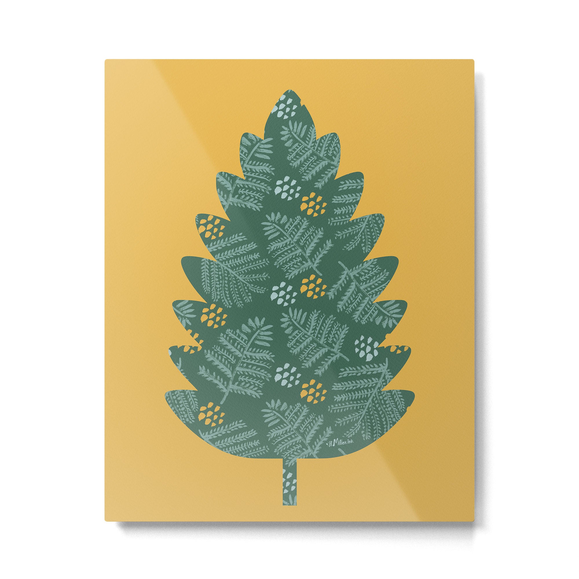 Winter & Woodsy Pine Trees in Forest Green Metal Print Gallery Image 4