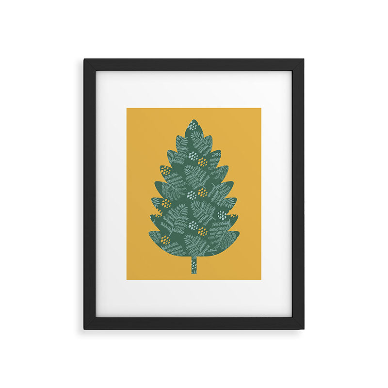 Winter & Woodsy Pine Trees in Forest Green Framed Art Print Gallery Image 5