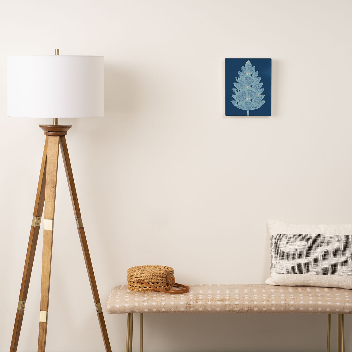 Winter & Woodsy Pine Trees in Warm Blue Canvas Print Gallery Image 2