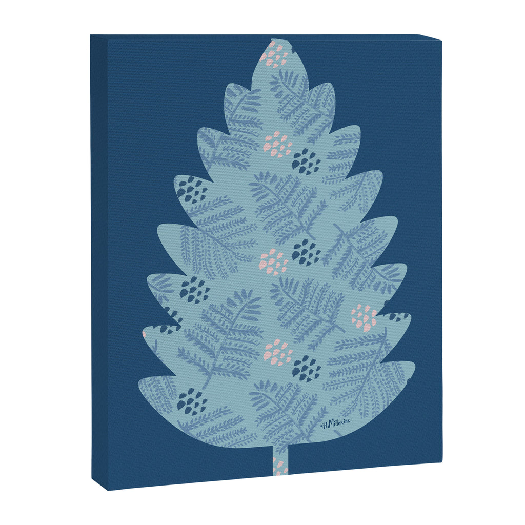 Winter & Woodsy Pine Trees in Warm Blue Canvas Print Gallery Image 6