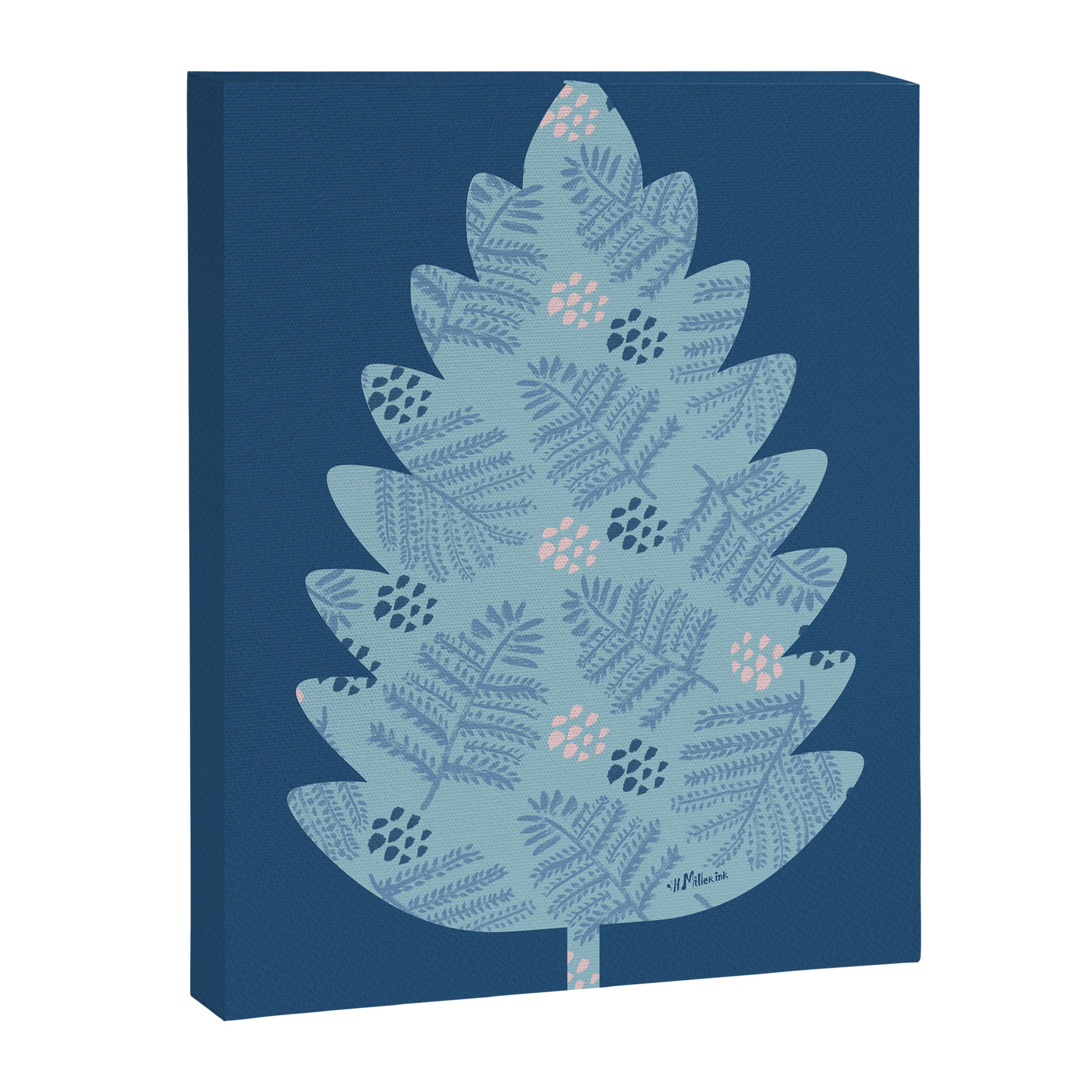 Winter & Woodsy Pine Trees in Warm Blue Canvas Print Gallery Image 6
