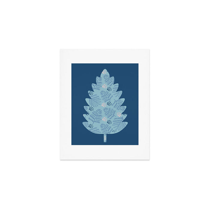 Winter & Woodsy Pine Trees in Warm Blue Art Print Gallery Image 1