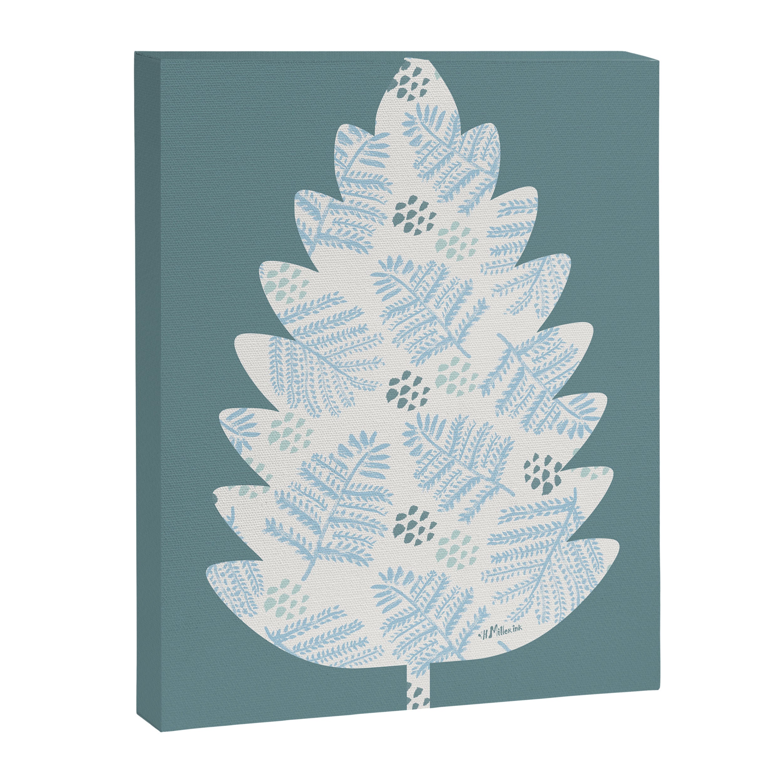 Winter & Woodsy Pine Trees in White & Blue Canvas Print Gallery Image 6