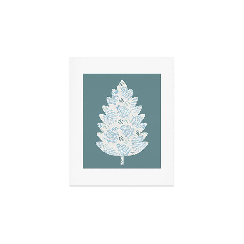 Winter & Woodsy Pine Trees in White & Blue Art Print Gallery Image 1