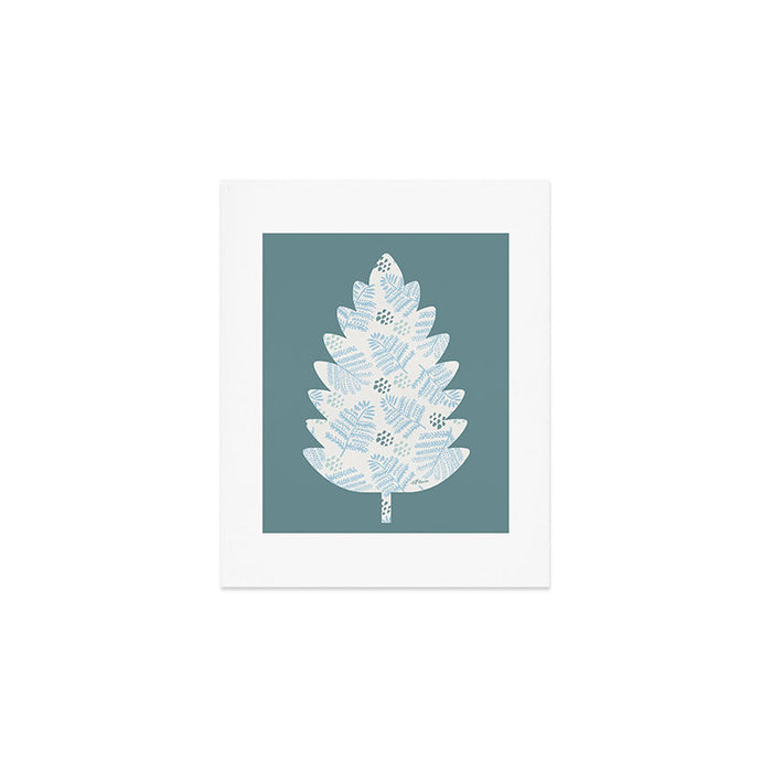 Winter & Woodsy Pine Trees in White & Blue Art Print Gallery Image 1