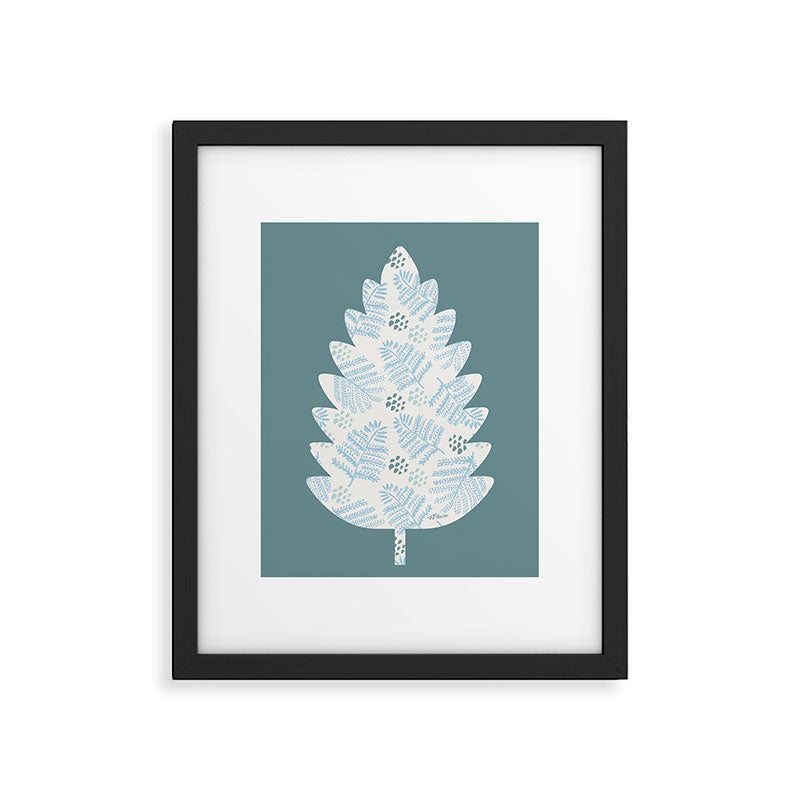 Winter & Woodsy Pine Trees in White & Blue Framed Art Print Gallery Image 5