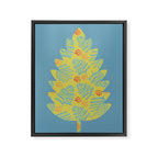 Winter & Woodsy Pine Trees in Yellow & Blue Framed Canvas Print Gallery Image 6