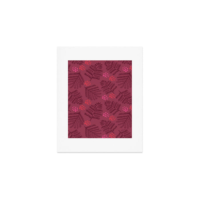 Winter & Woodsy Pine Trees in Ruby Red Art Print Gallery Image 1