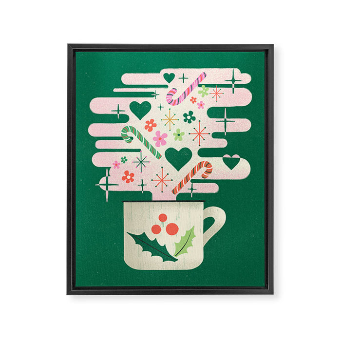 A Cup of Cheer - Warm Wishes Festive Holiday Mug Framed Canvas Print Gallery Image 1