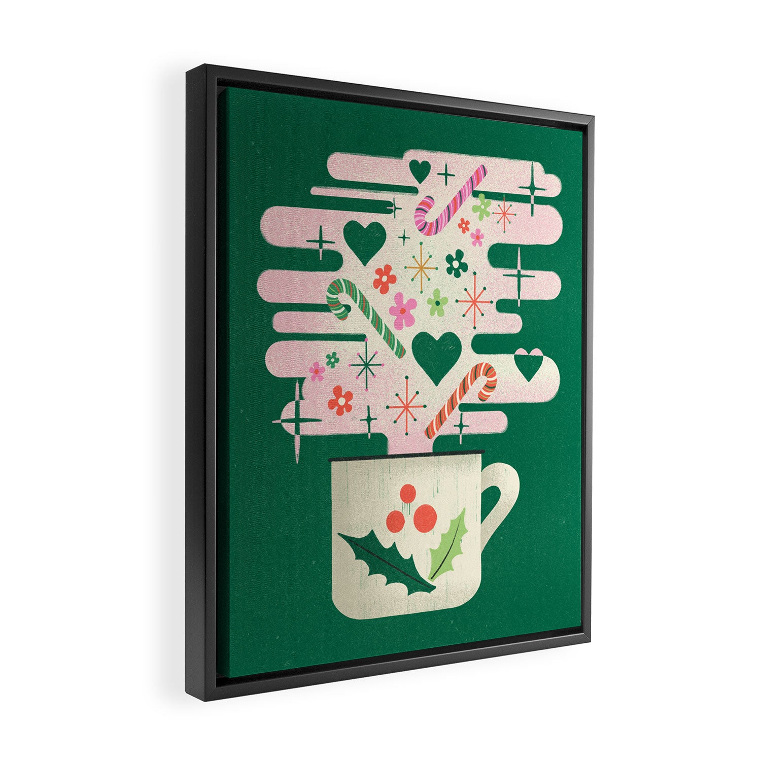 A Cup of Cheer - Warm Wishes Festive Holiday Mug Framed Canvas Print Gallery Image 2
