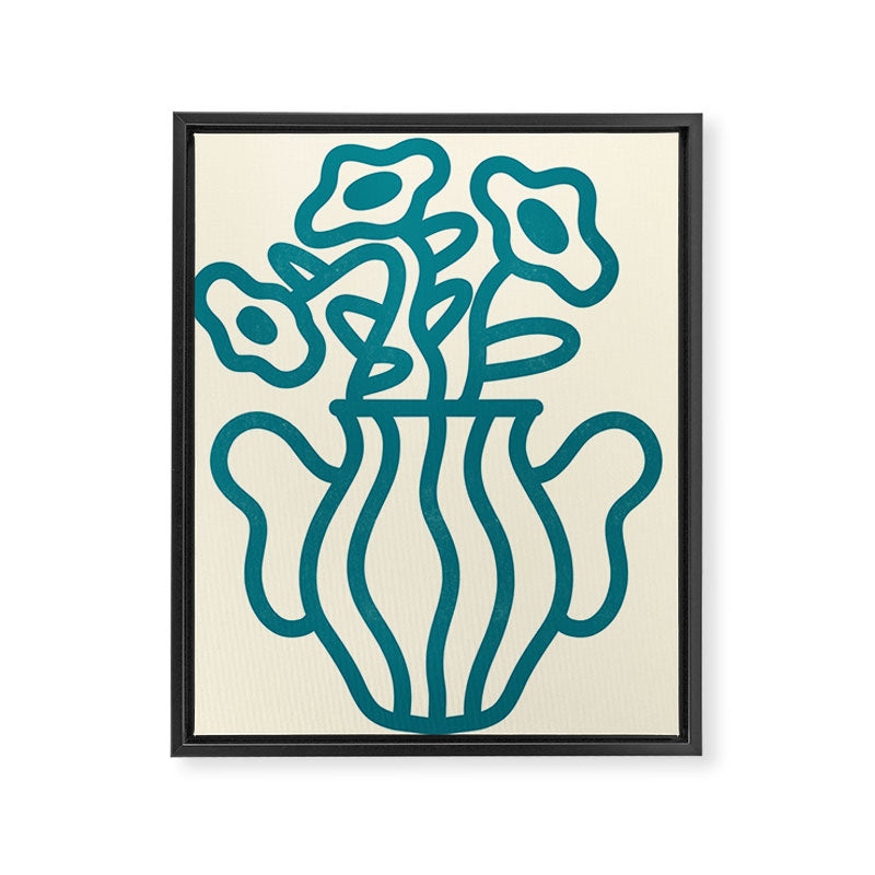 Abstract Minimalist Flowers in Blue Vase Framed Canvas Print Gallery Image 8