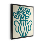 Abstract Minimalist Flowers in Blue Vase Framed Canvas Print Gallery Image 2