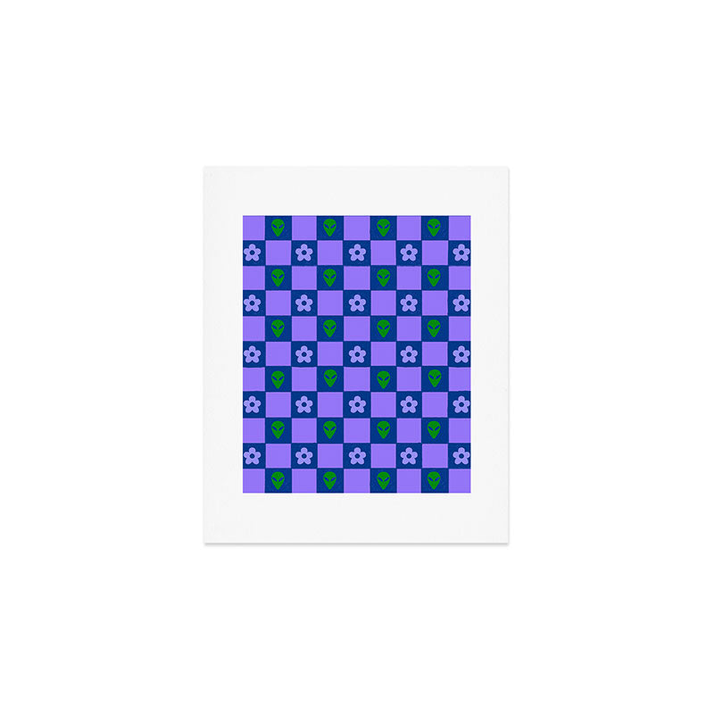 Alien Daisy Checkerboard Art Print Gallery Image 1