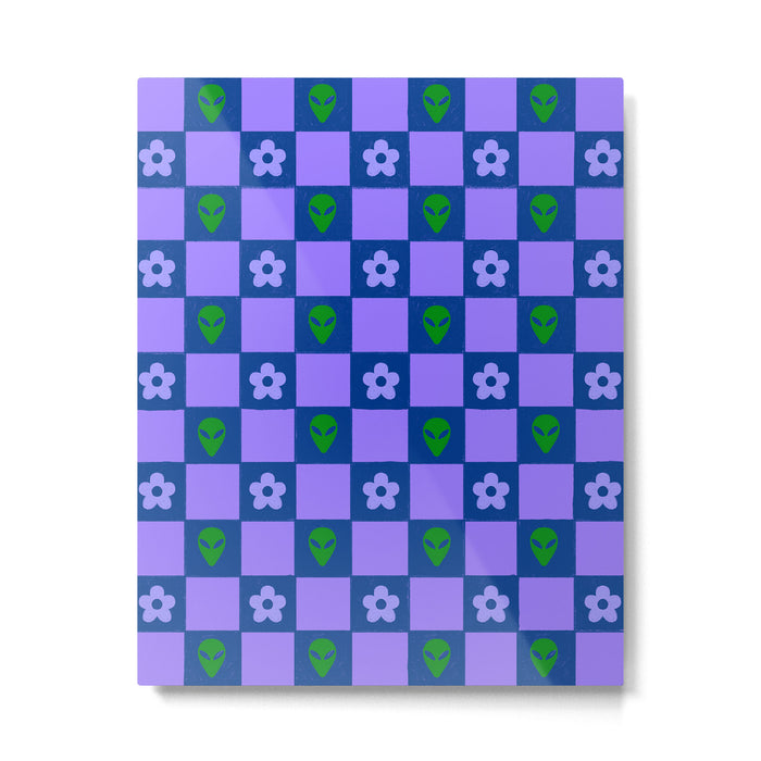 Alien Daisy Checkerboard Metal Print Gallery Image 1