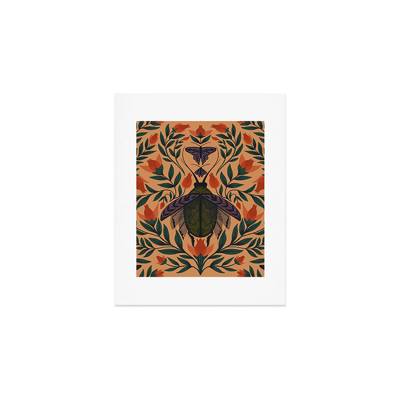 Beetle and Butterfly Botanical Design Art Print Gallery Image 1