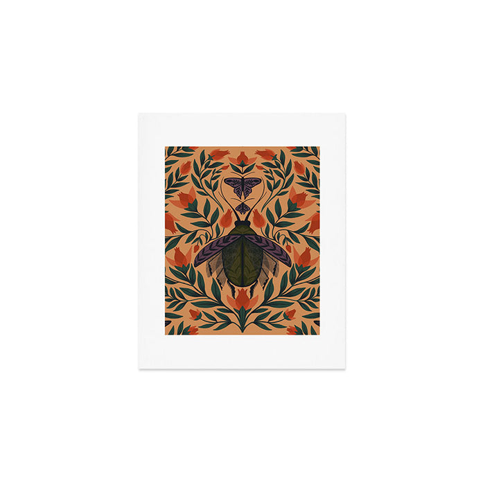 Beetle and Butterfly Botanical Design Art Print Gallery Image 1