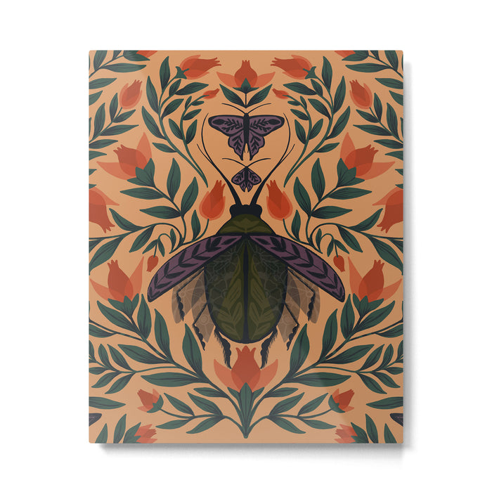 Beetle and Butterfly Botanical Design Metal Print Gallery Image 1