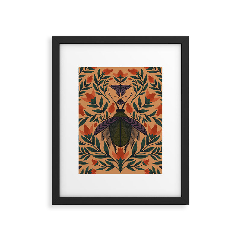 Beetle and Butterfly Botanical Design Framed Art Print Gallery Image 6