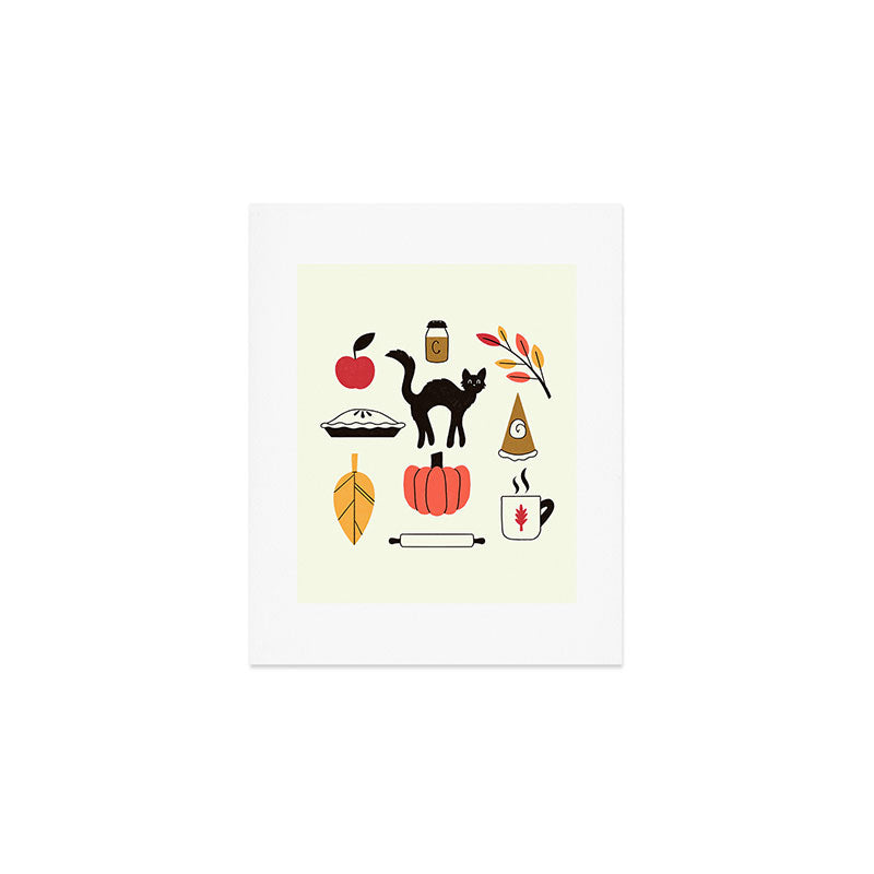 Black Cat Pumpkin Autumn Baking Motif Art Print Gallery Image 1