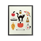 Black Cat Pumpkin Autumn Baking Motif Framed Canvas Print Gallery Image 8