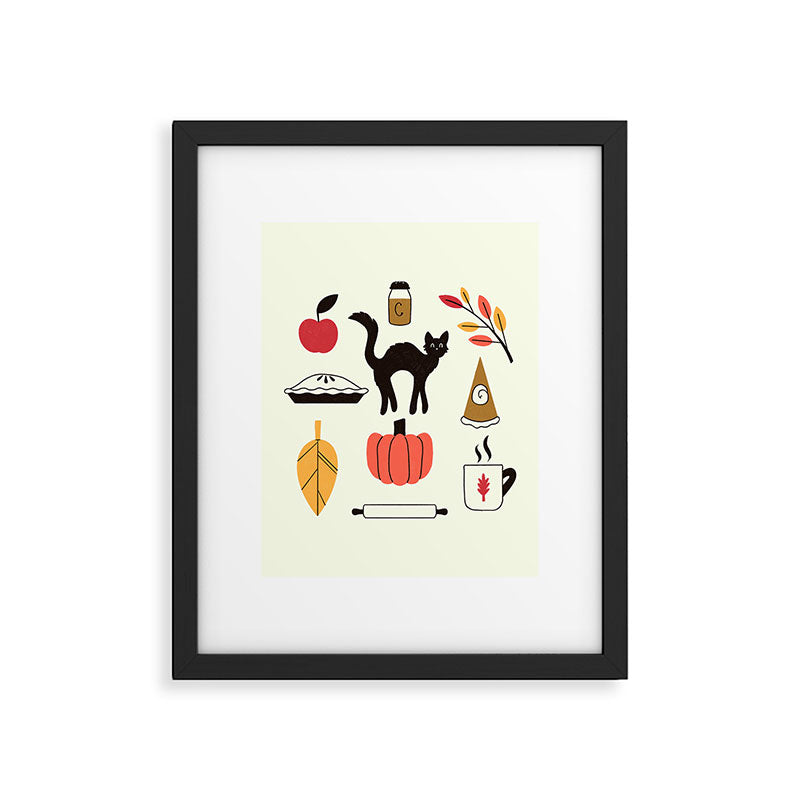 Black Cat Pumpkin Autumn Baking Motif Framed Art Print Gallery Image 6