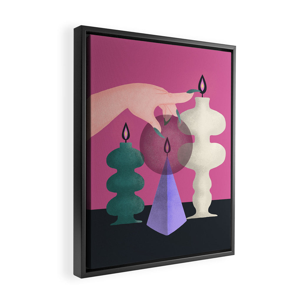Black Flame Candle  Framed Canvas Print Gallery Image 2