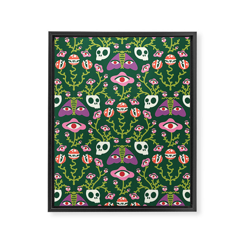 Botanical Skull and Moth Framed Canvas Print Gallery Image 6