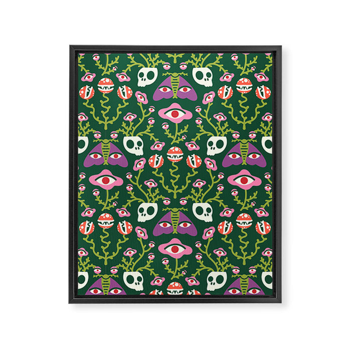 Botanical Skull and Moth Framed Canvas Print Gallery Image 1