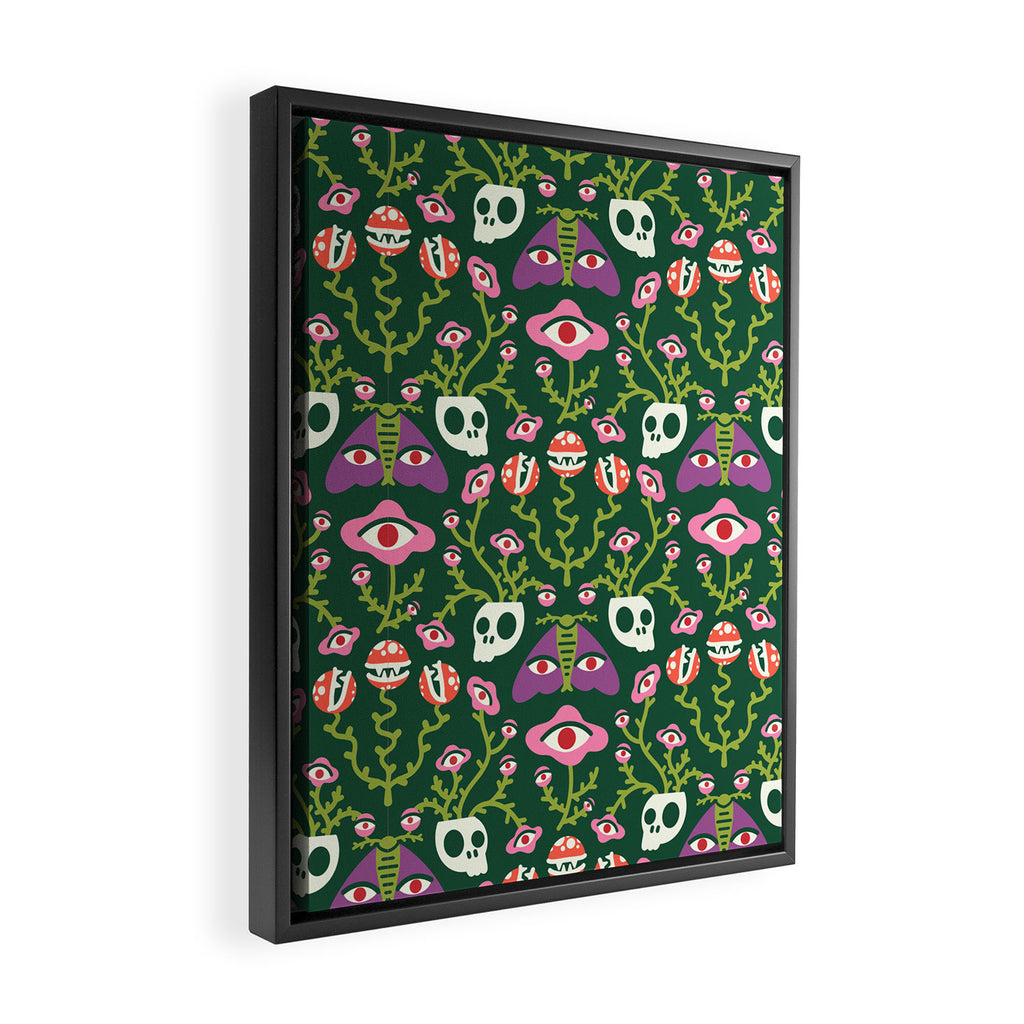 Botanical Skull and Moth Framed Canvas Print Gallery Image 2