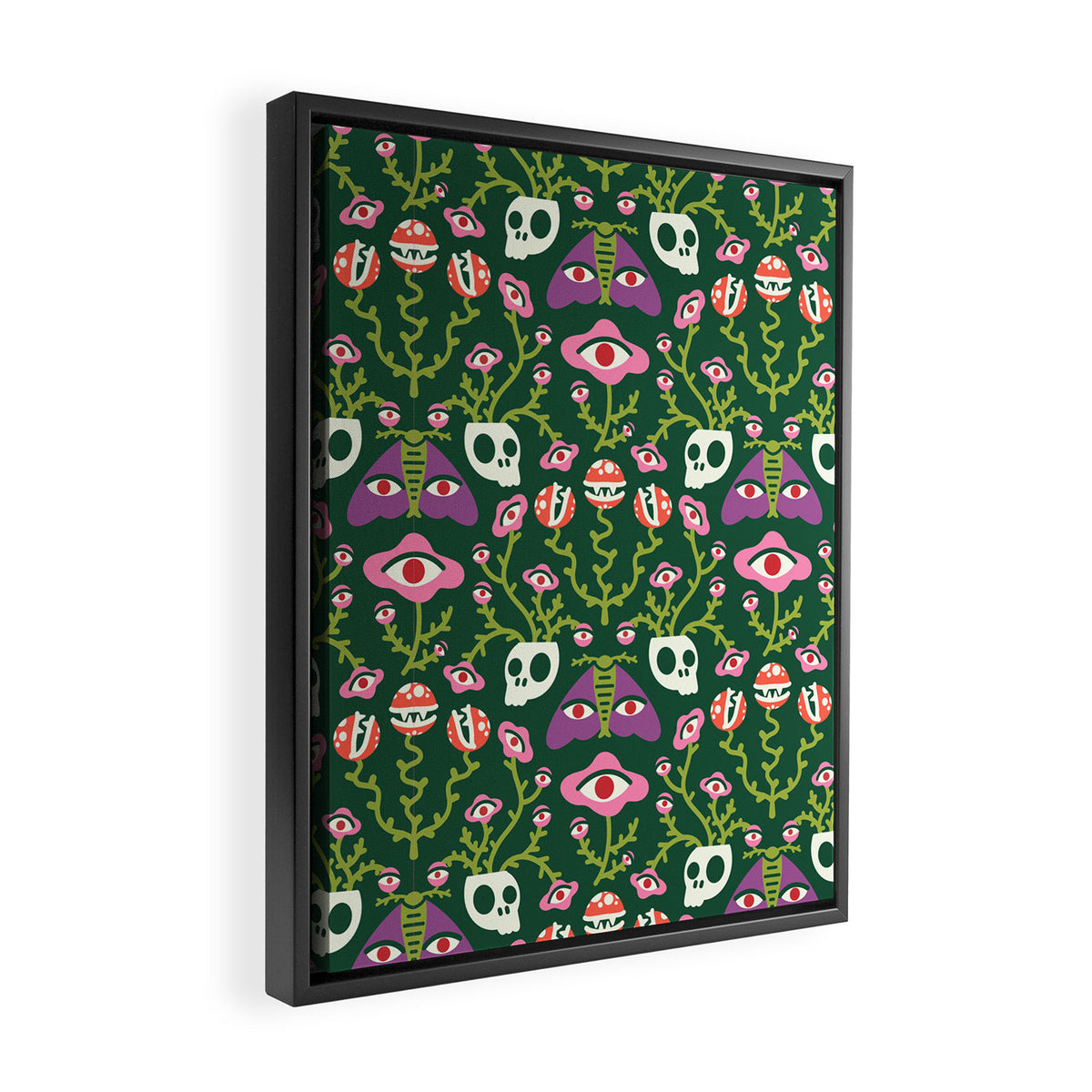 Botanical Skull and Moth Framed Canvas Print Gallery Image 2
