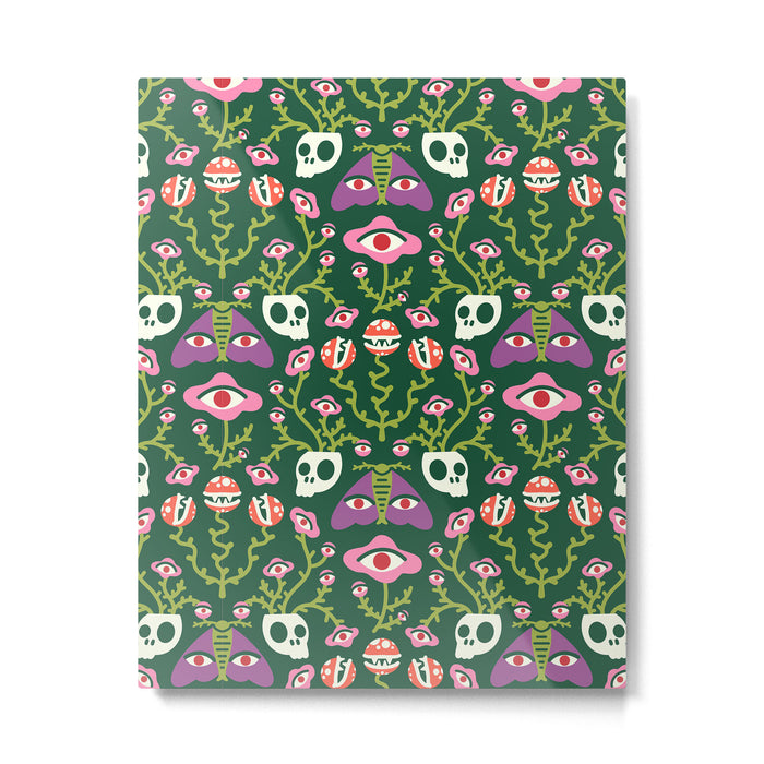 Botanical Skull and Moth Metal Print Gallery Image 1