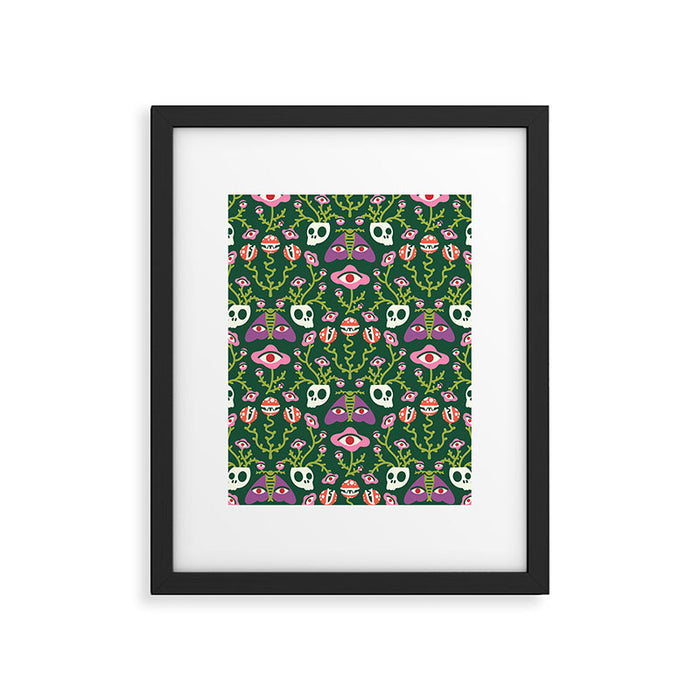 Botanical Skull and Moth Framed Art Print Gallery Image 1