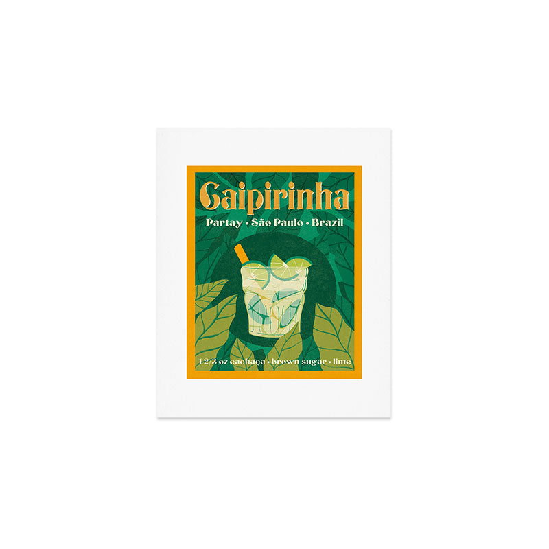 Cairpirinha Vintage Cocktail Design Art Print Gallery Image 1