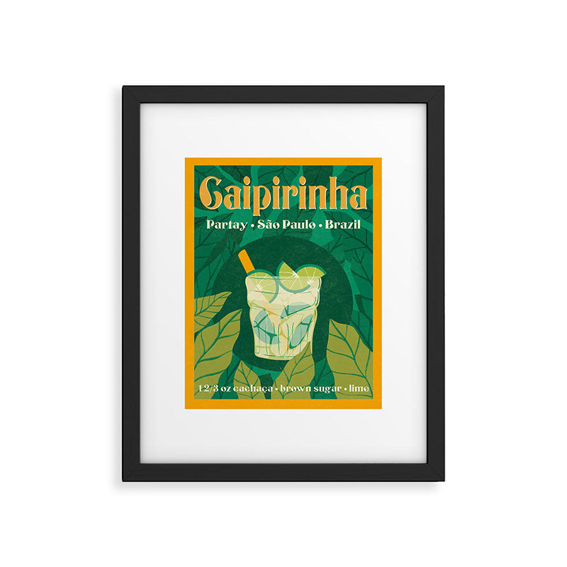 Cairpirinha Vintage Cocktail Design Framed Art Print Gallery Image 5