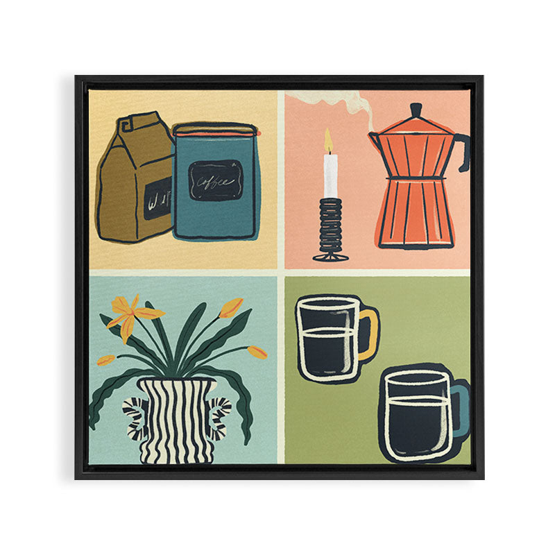 Coffee Essentials Still Life Framed Canvas Print Gallery Image 3