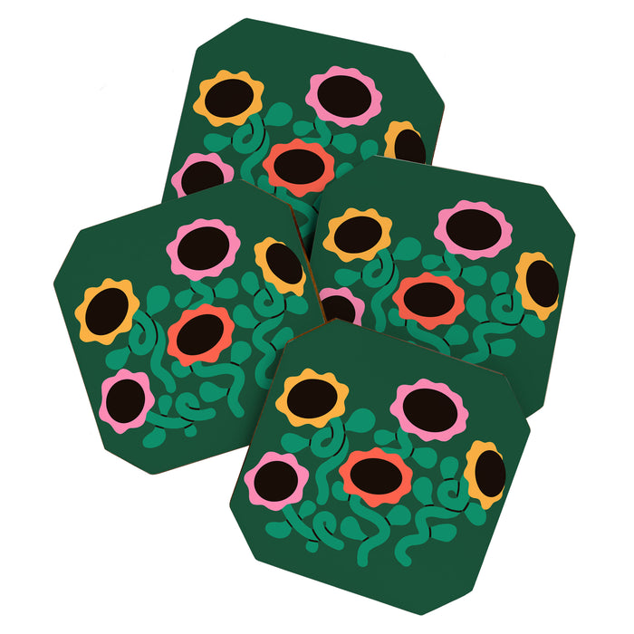 Colorful Abstract Sunflowers Coaster Gallery Image 1