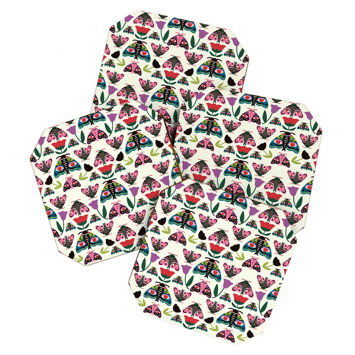 Colorful Autumn Moths Coaster Gallery Image 1