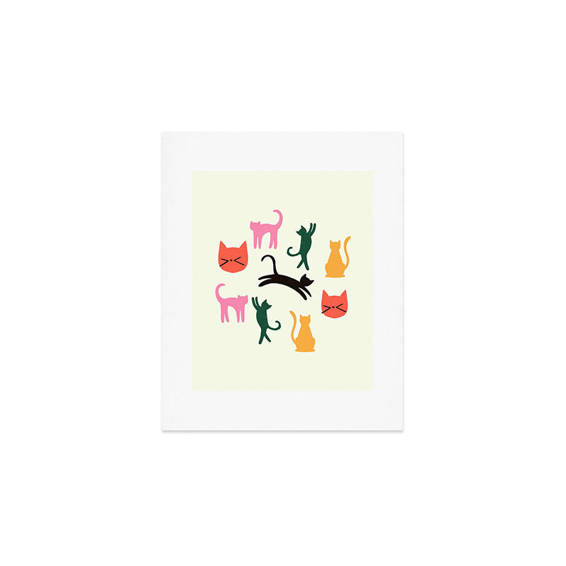 Colorful Cats Pattern Art Print Gallery Image 1