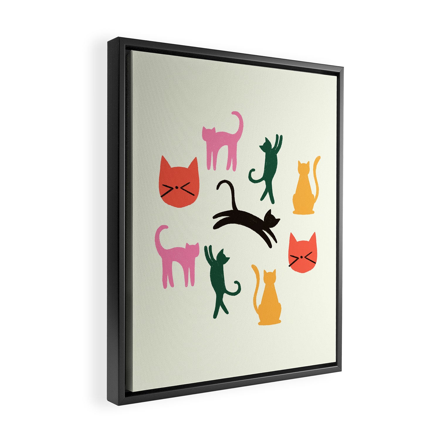 Colorful Cats Pattern Framed Canvas Print Gallery Image 2