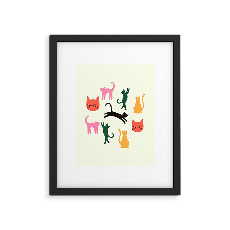 Colorful Cats Pattern Framed Art Print Gallery Image 6