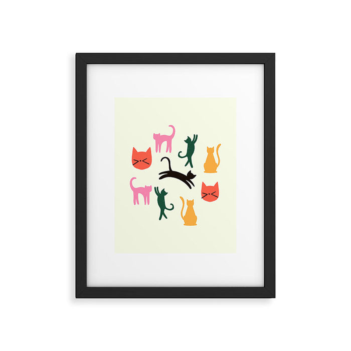 Colorful Cats Pattern Framed Art Print Gallery Image 1